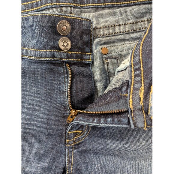 Hudson Jeans Womens 32 Blue Bootcut Distressed Made USA Button Fly Denim Pants - Picture 12 of 13